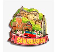 San Sebastian Spain Fridge Magnet Wooden Collection 3D Wood Handmade Travel City Souvenirs Refrigerator Magnet Home Decoration Gift -657