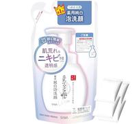 Sana Nameraka Honpo Soy Milk Isoflavone Pure White Foam Face Wash Refill 200ml - Includes Cotton Pads 4pcs