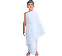 SANAAYAH Stitched Kids Ihram 2-Piece Set for Boys | Hajj Umrah White Ihram | Poly Cotton | Modest Islamic Clothing | Breathable, Non-See-Through | Elastic Waist | Available Sizes 26, 28, 30, 32 (30)
