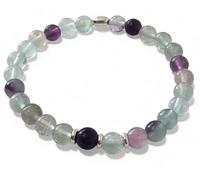 SanaBelle® Fluorite Healing Bracelet - 6mm Natural Gemstones with 925 Sterling Silver Accents | Calming • Clarity • Focus Crystal Bracelet | Handmade in the UK | Gift for Women