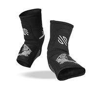 Sanabul Battle Forged Striking Gel Ankle Guard for MMA Muay Thai Kick Boxing 1 Pair - Black/White, Large/X-Large