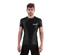 Sanabul NASA Short Sleeve Compression MMA BJJ Wrestling Cross Training Rash Guard (Large, Dark Matter (Black))