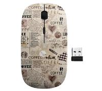 sanacci 2.4GHz USB Wireless Mouse, Coffee On Brown Pattern, Ergonomic Slim Computer Mice for Kids