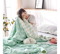 SANACYNA 6-Layer Gauze 100% Cotton Muslin Blanket Sunflower Queen Size 90"x90" Bed Blanket Lightweight Soft And Breathable Blanket For Sofa Bed Coverlet All Seasons Both sides (Green, Queen (90"x90"))