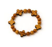 SANAD Handmade Clover Lucky Bracelet - Natural Olive Wood from the Holy Land - Unique Good Luck Gift for Men & Women
