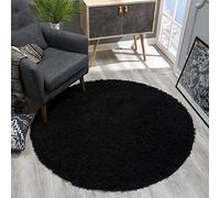 SANAT Round Rug Black High Pile Modern Rugs for Living Room, Bedroom, Dining Room or Children's Room, Size: 80 x 80 cm