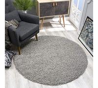 SANAT Round Rug - Light Grey High Pile Modern Rugs for Living Room, Bedroom, Dining Room or Children's Room, Size: 150 x 150 cm