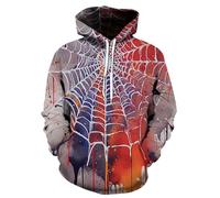 sanatty Unisex Hoodies 3D Print Galaxy Pullover Hooded Sweatshirt Hoodies with Big Pockets for Teen Men, Teen Boy, Women, White Net, S-M