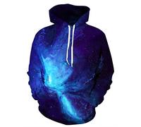 sanatty Unisex Realistic 3D Print Galaxy Pullover Hooded Sweatshirt Hoodies With Big Pockets - -