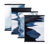 Sanauto 4 Pack A3 Poster Frame Hangers 30cm, Magnetic Wooden Poster Hanger Rails Magnet Frame Hanging Kit for 30x42 Landscape Large Size Wall Map (30cm, Black, 4 Packs)