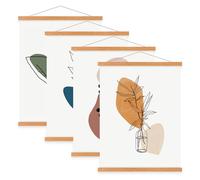 Sanauto 4 Pack B1 Poster Frame Hangers 71cm, Magnetic Wooden Poster Hanger Rails Magnet Frame Hanging Kit for 70x100 70x50 Landscape Large Size Wall Map (71cm, Teak, 4 Packs)