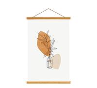 Sanauto A4 Poster Frame Hangers 21cm, Magnetic Wooden Poster Hanger Rails Magnet Frame Hanging Kit for 21x30 20x16 Landscape Large Size Wall Map (21cm, Teak)