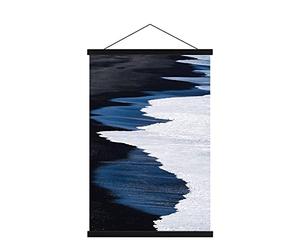 Sanauto A4 Poster Frame Hangers 21cm, Magnetic Wooden Poster Hanger Rails Magnet Frame Hanging Kit for 21x30 20x16 Landscape Large Size Wall Map (21cm, Black)