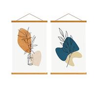 Sanauto A4 Poster Frame Hangers 25cm, Magnetic Wooden Poster Hanger Rails Magnet Frame Hanging Kit for 25x35 Landscape Large Size Wall Map (25cm, Teak, 2 Packs)