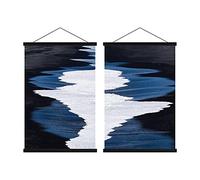 Sanauto B2 Poster Frame Hangers 56cm, Magnetic Wooden Poster Hanger Rails Magnet Frame Hanging Kit for 55x80 55x85 Landscape Large Size Wall Map (56cm, Black, 2 Packs)