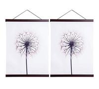 Sanauto B3 Magnetic Poster Hanger Frame,Light Wood Frame Hanger for Photo Picutre Canvas Artwork Art Large Size Wall Map Print Wall Hanging (35cm/13.8", Walnut, 2 Packs)