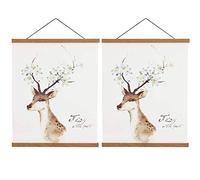 Sanauto B3 Magnetic Poster Hanger Frame,Light Wood Frame Hanger for Photo Picutre Canvas Artwork Art Large Size Wall Map Print Wall Hanging (35cm/13.8", Teak, 2 Packs)