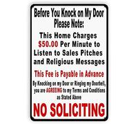 SaNavie Antique Tin Sign Before You Knock On My Door Sign No Soliciting Metal Sign White 12x8inch
