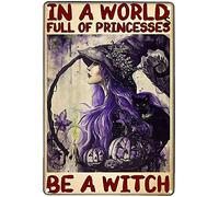 SaNavie Be A Witch Halloween Vintage Design Art Signs Metal Tin Sign Home Coffee Music Wall Decor For Garage 6x8 Inch