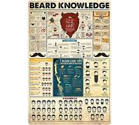 SaNavie Beard Knowledge Metal Tin Signage Chart Poster Barber Shop Hairdresser Club Home Wall Art Decoration Plaque 12x8 Inch Vintage Metal Tin Sign