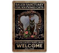 SaNavie Black Cat Witchy Vintage Metal Tin Sign Bar Pub Club Cafe Home Wall Decor Metal Tin Sign 6x8 Inch