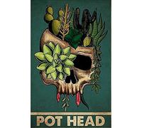 SaNavie Cactus Plant Skull Pot Head Vintage Metal Tin Sign Vintage Home Bedroom Kitchen Sign Garden Patio Indoor Outdoor Wall Decor