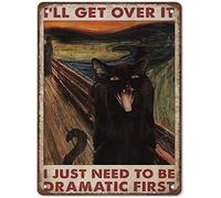 SaNavie Funny Black Cat Vintage Tin Sign Cat Gift Wall Decor Vintage Farmhouse Poster, Housewarming Gift, Rustic Wall Decor Wall Sign Plaque Poster 12x8 inch