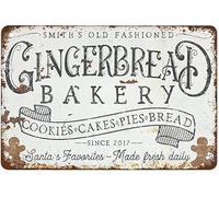 SaNavie Gingerbread Sign Rustic Farmhouse Kitchen Decor Family Name Christmas Bakery Holiday Wall Art Modern Retro Metal Tin Vintage for Home Coffee 12 x 8 Inch, 8x12 inch