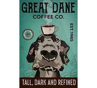SaNavie Great Dane Funny Metal Tin Sign Great Dane Coffee Co. Poster Metal Sign Vintage Funny Tin Sign Restaurant Decor Plaque Sign Cafe Bar Bathroom Kitchen Home Decor Wall Art 12x8 Inch
