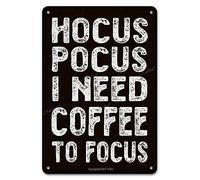 SaNavie Halloween Decor Hocus Pocus I Need Coffee To Focus Vintage Funny Tin Sign Home Wall Decor Art Painting Poster Indoor Outdoor Farm Porch Fence Hanging Plaque 8x12In, Multicolor