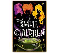 SaNavie Halloween Witch I Smell Kids Fall Outdoor Decorations Farmhouse Rustic Retro Decor Vintage Kitchen Fun Tin Sign Metal Tin Sign Cafe Bar Bedroom Wall Decor Plaque Sign 8x12 Inch