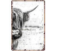 SaNavie Highland Cow Bathroom Pictures Highland Cow Rustic Home Decor Metal Sign Decorative Vintage Metal Tin Sign Vintage Home Bedroom Garden Patio Indoor Outdoor Wall Decor 6x8 Inch