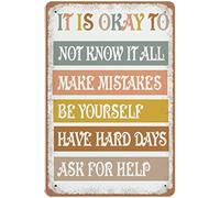 SaNavie It is Okay tin Sign, Boho Classroom Decor, Classroom tin Sign Funny Metal Sign Home Bar Coffee Shop Wall Art Decorative for Home Garage Man Cave metal tin sign 8x12 Inch