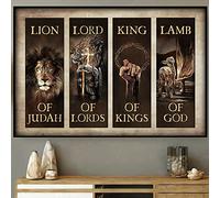 SaNavie Lion Of Judah Lord Of Lords King Of Kings Lamb Of God Faith Christian Poster Vintage Metal Tin Sign Decor Gifts for Girls Living Room Decorations metal tin sign 8x12 Inch
