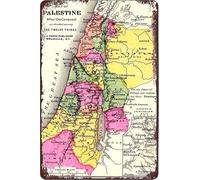 SaNavie Map of The Twelve Tribes of Israel from 1200 to 1050, Joshua Poster, Vintage Metal Tin Sign 8"x12" Inch Aluminum Sign for Cafe Bar Bedroom Wall Art Deco Tin Sign