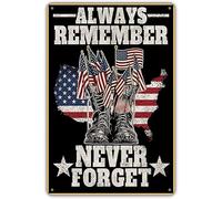 SaNavie Memorial Day Patriotic Veterans Boots Garden Yard Outdoor Decor Kitchen Dining Wall Art Deco Plaque Sign Metal Tin Sign Aluminum Sign 8"x6" Inch