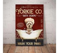 SaNavie Metal Sign Yorkshire Terrier Bath Soap Company Sign Aluminum Retro Fun Vintage Tin Sign Bathroom Decor Poster Retro Tin Sign Metal Tin Sign Wall Decor Home Vintage Decor Sign 6x8 Inch