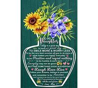 SaNavie Metal Tin Retro Sign Sunflower Jar to My Daughter Vintage Wall Poster Metal Plaque Best Gift for Daughter Sunflower Lovers Inspirational Wall Art Laugh Love Live Love from Mom 8x12 Inch