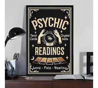 SaNavie Metal Tin Sign Tarot Card Psychic Reading Halloween Fortune Teller Psychic Reader Gifts Cat And Witch Halloween Funny Wall Decor 8x12 Inch