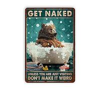 SaNavie Metal Vintage - Bear Bathing in Bathtub Get Naked Funny Wall Decor for Home Bars Pubs Cafes Bathroom Retro Art Sign Metal Posters Tin Sign 8x12Inches, multicolor