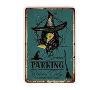 SaNavie Metal Vintage Tin Signs - Broom Parking Witches Only Funny Wall Decor for Home Bars Pubs Cafes Retro Art Sign Rusty Tin Sign Metal Posters 8x12Inches, multicolor