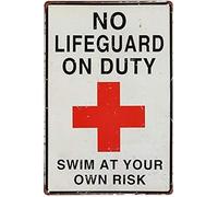 SaNavie Outdoor Yard Pool Sign - No Lifeguard On Duty Swim at Your Own Risk Sign 8x12 Inch