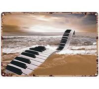 SaNavie Piano Key Bridge Metal Sign Vintage Music Studio Decor Black And White Piano Keys Tin Poster Musician Home Club Office Wall Decoration Plaque 12x8 Inch Vintage Metal Tin Sign