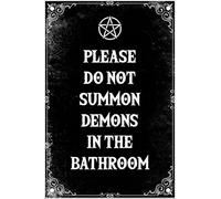 SaNavie Please Don't Summon Demon in The Bathroom Halloween Poster Vintage Home Bar Kitchen Garage Man Cave Wall Decor Art Metal Sign 8 X 12 Inch