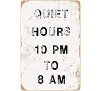 SaNavie Quiet Time 10pm to 8am Vintage Tin Sign Vintage Metal Sign Retro Funny Tin Sign Restaurant Decor Plaque Sign Cafe Bar Bathroom Kitchen Home Decor Wall Art 6x8 Inch