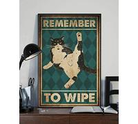 SaNavie Remember To Wipe Tuxedo Cat Meow Cat Poster Vintage Metal Tin Sign Bar Pub Club Cafe Home Wall Decor metal tin sign 6x8 Inch