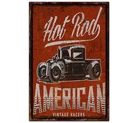 SaNavie Retro American Hot Rod Tin Metal Signs Wall Art Thick Tinplate Print Poster Wall Decoration for Garage Metal Tin Sign Vintage Plaque Kitchen Home Decor 8x12 Inch