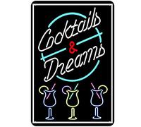 SaNavie Retro Cocktail Dreams Tin Metal Signs Wall Art Thick Tinplate Print Poster Wall Decoration for Bar Metal Tin Sign Vintage Plaque Kitchen Home Decor 8x12 Inch