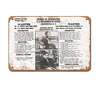 SaNavie Retro Tin Signs, Vintage Decor Plaque Funny Decorative Poster1934 Bonnie Clyde Wanted Poster Vintage Tin Sign Metal Decor Metal Sign Tin Sign 8x12Inches, multicolor