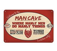 SaNavie Retro Where Manly Men do Manly Things Tin Metal Signs Wall Art Thick Tinplate Print Poster Wall Decoration for Garage Man Cave Metal Tin Sign Vintage Plaque Kitchen Home Decor 8x12 Inch